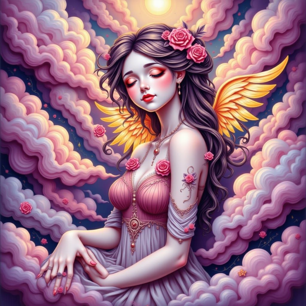 Whimsical Dreamscapes of a Serene Woman