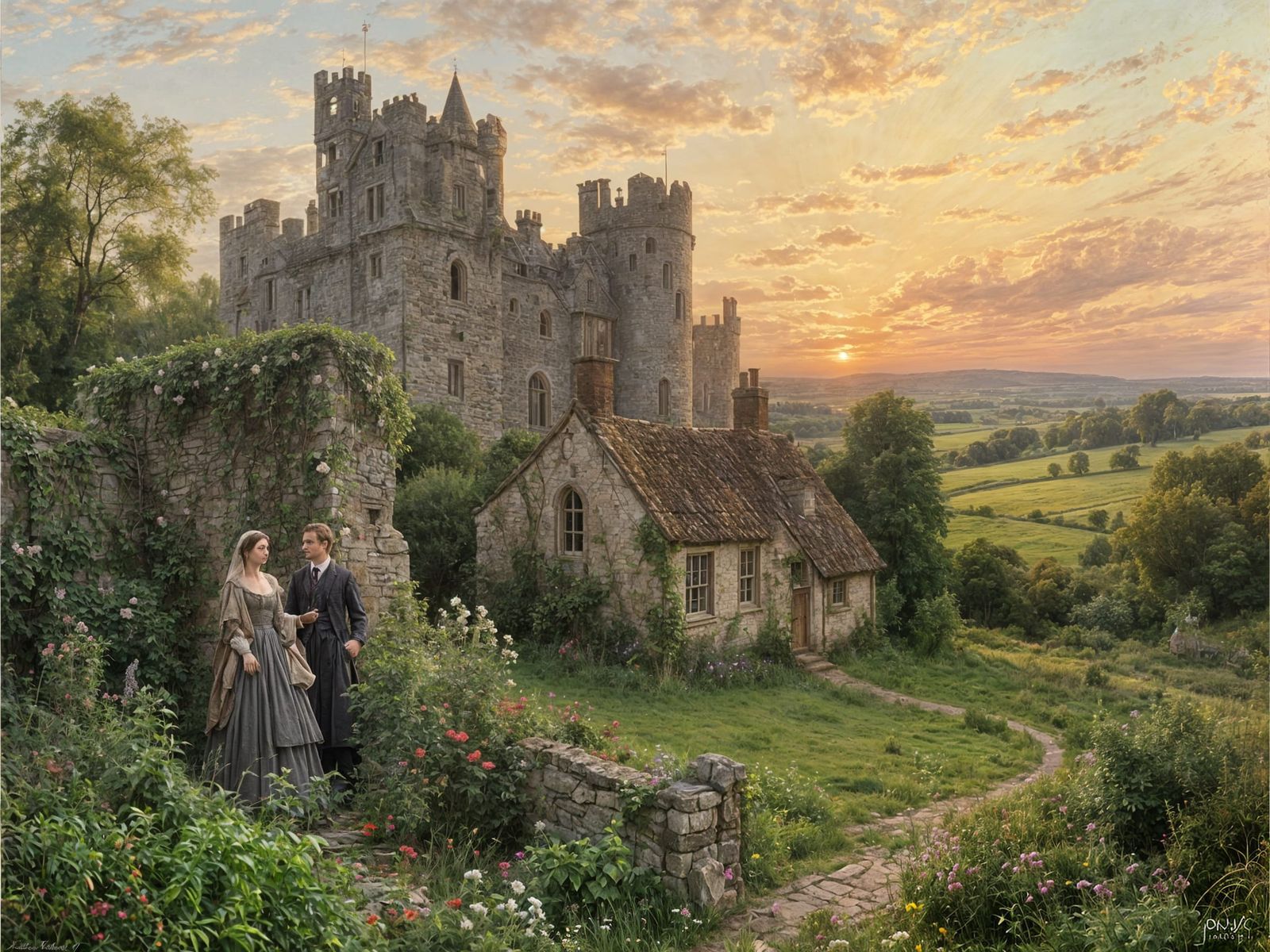 Medieval Castle in England: Victorian Era Landscape