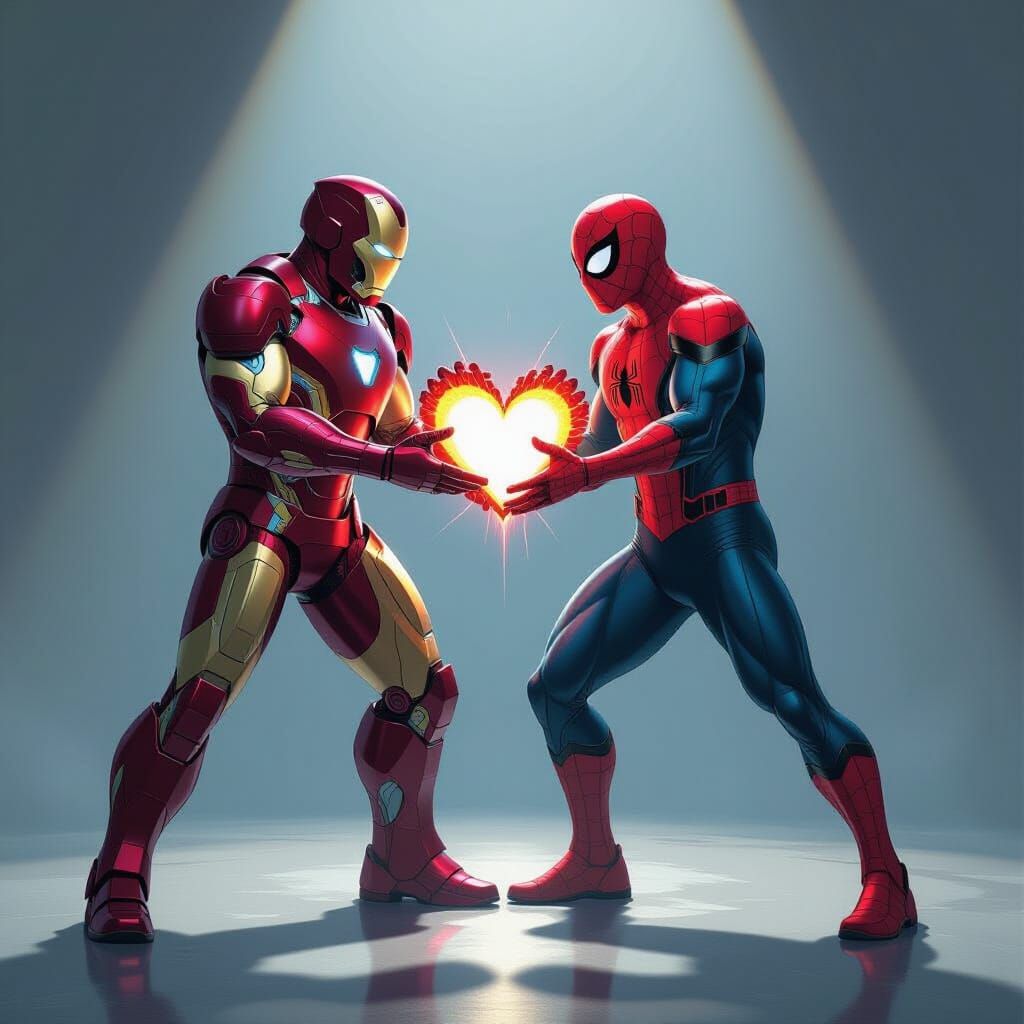 Iron Man & Spider-Man Form Heart Shape in Dynamic Digital Pa...