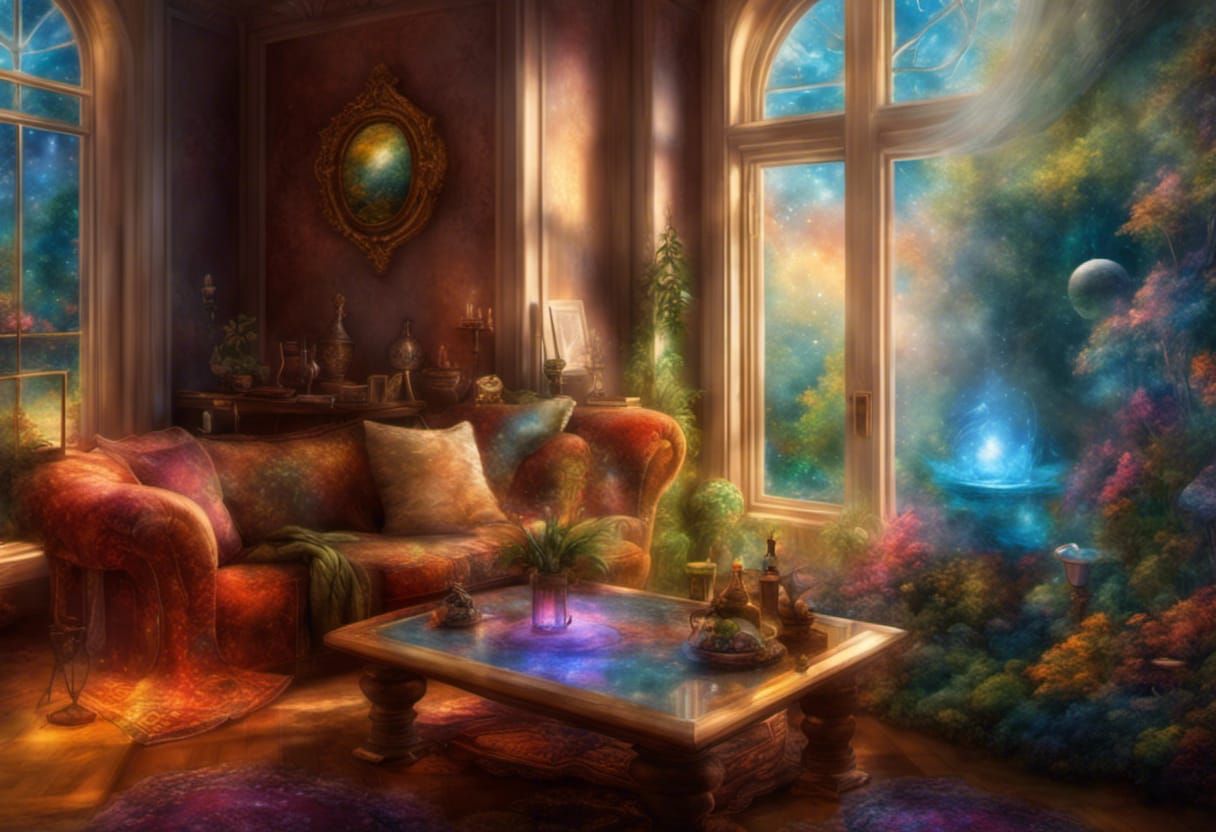 Heavenly Living Room Interior in Mystical Style