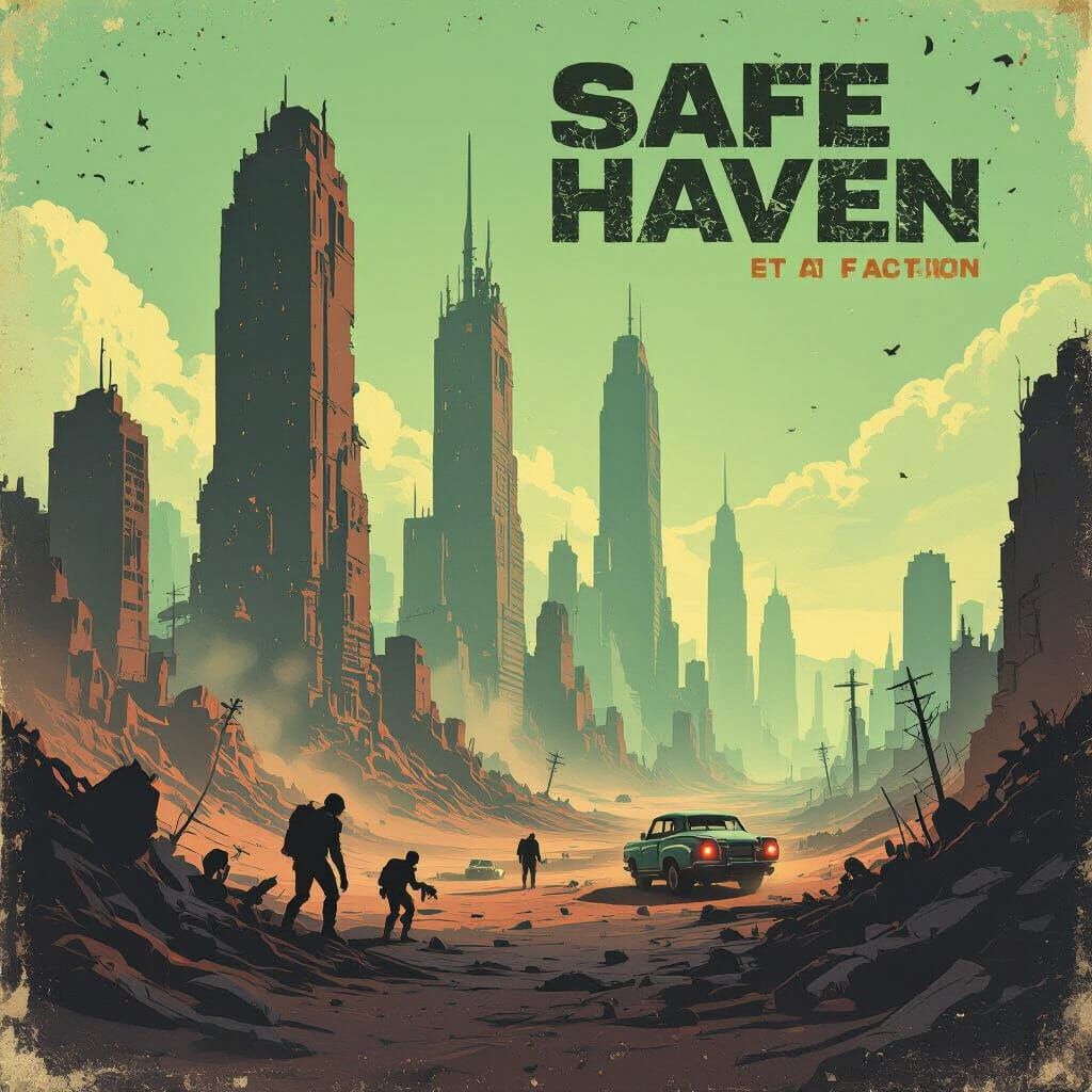 Retro-Futuristic Post-Apocalyptic City Poster