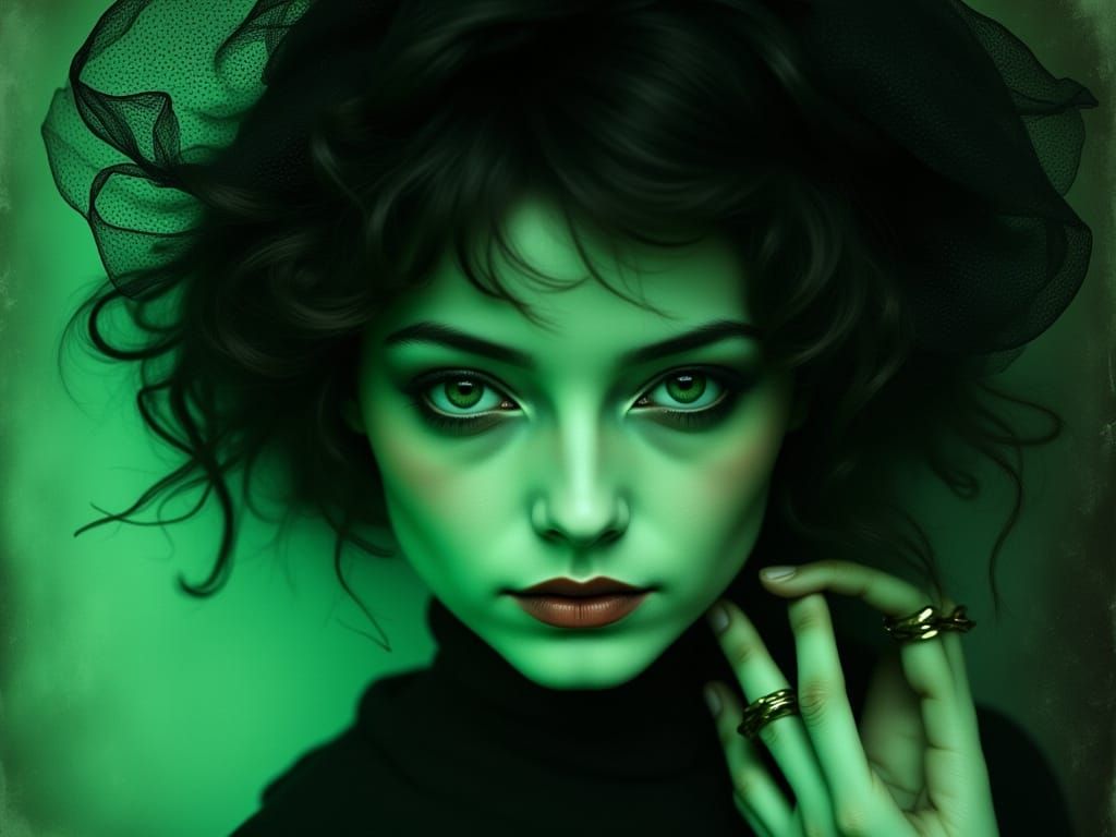 Femme Fatale in Dangerous Liaison, Black & White with Green ...