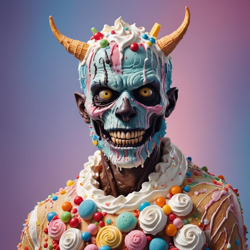 Hyperrealistic Cake Skin Walker Digital Art