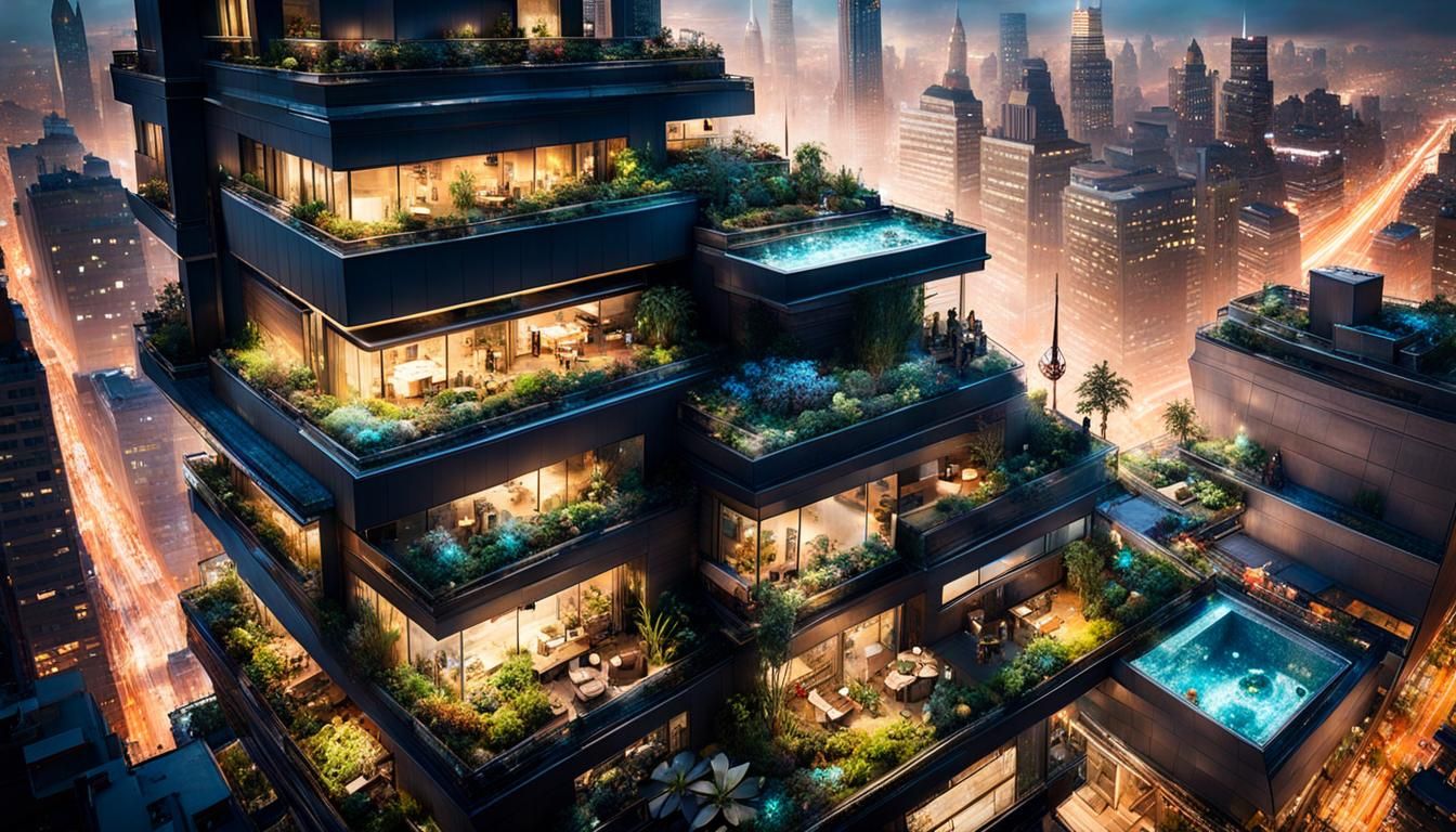 Magical Rooftop Garden Fantasy Splash Art