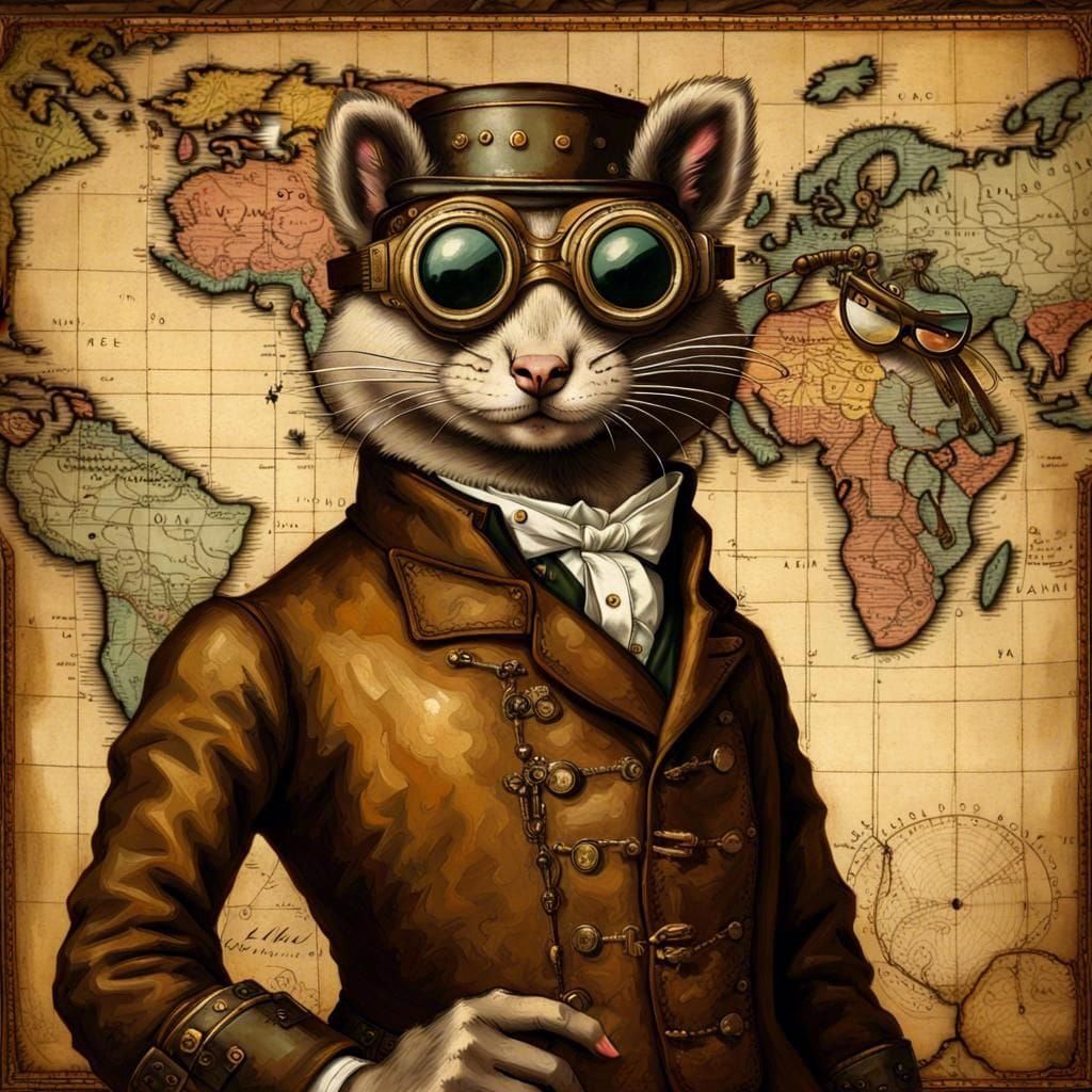 Mink Portrait with Human Hands as Oil Painting