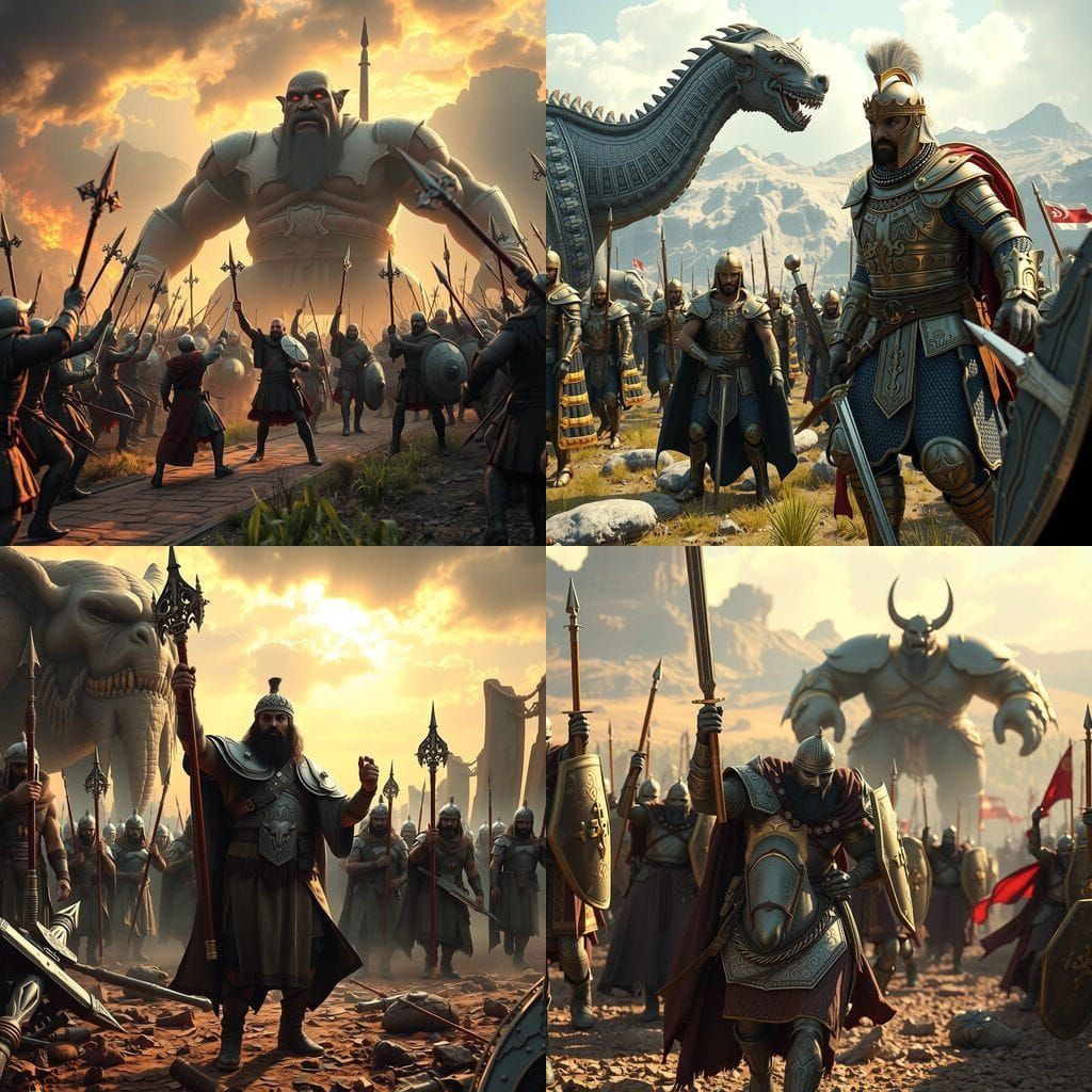 Epic Battle Scene in 3D Game Cinematic Style