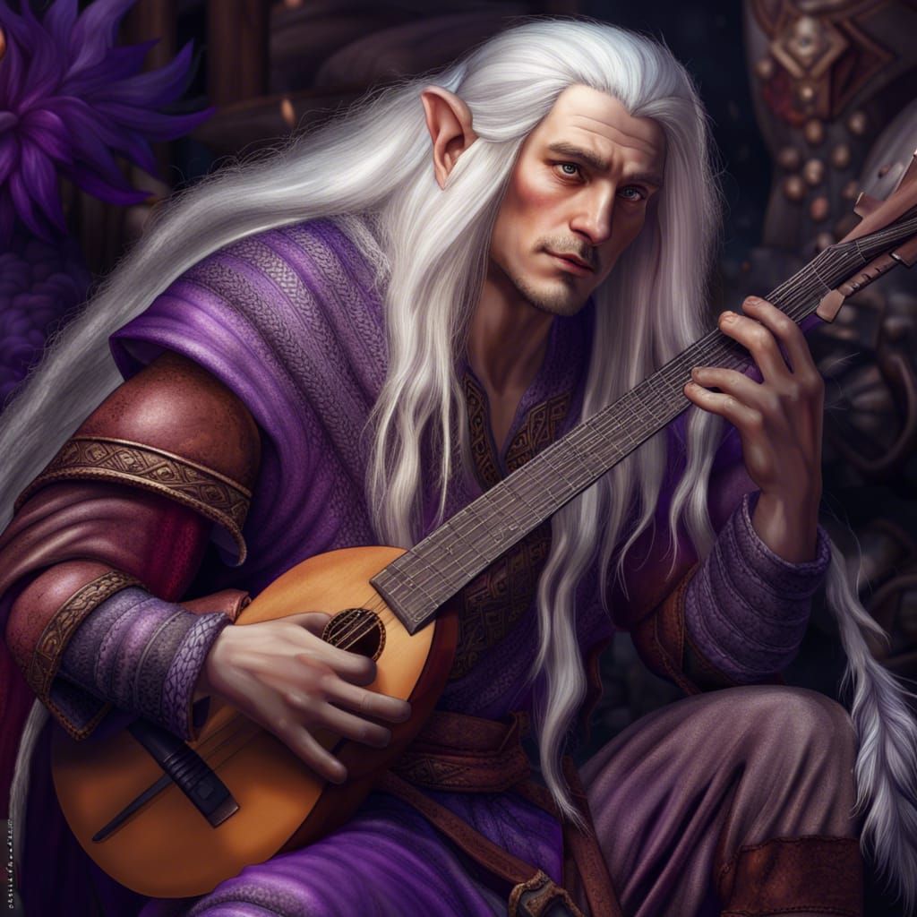 Elf with Lute in Feathered Clothing
