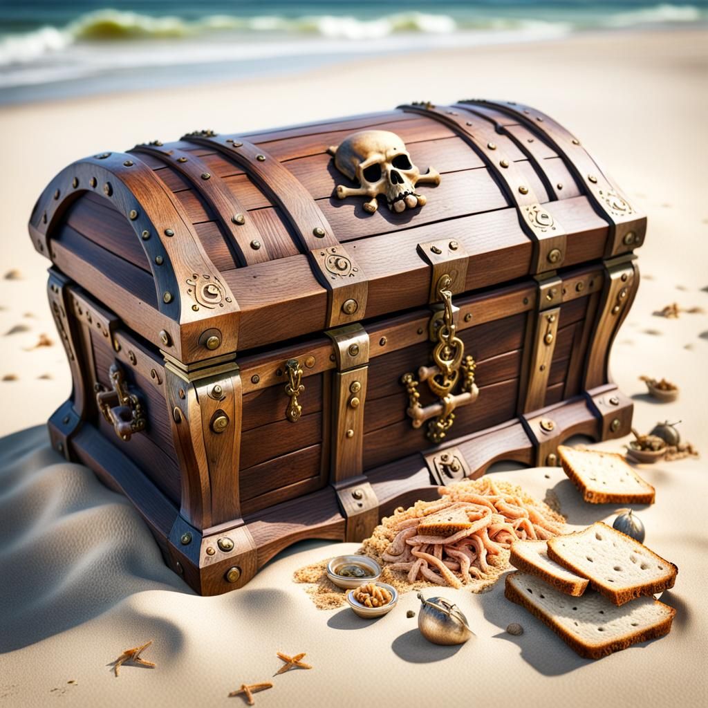 Ham Sandwiches Spill from Pirate Treasure Chest