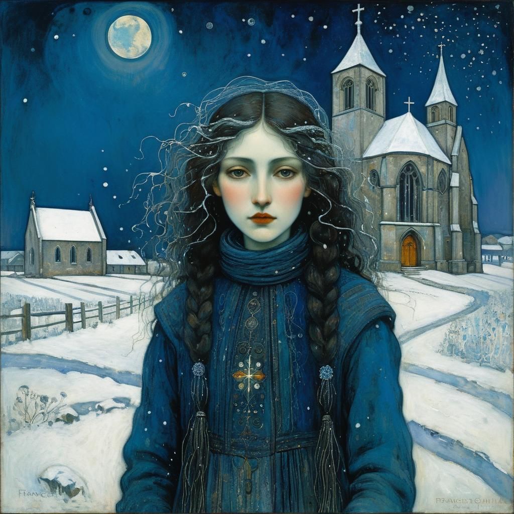 Girl near the church