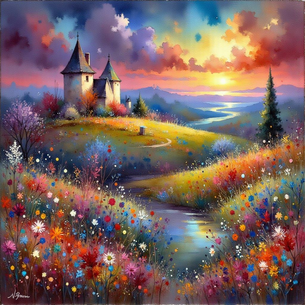 Abstract Landscape in Picasso Style