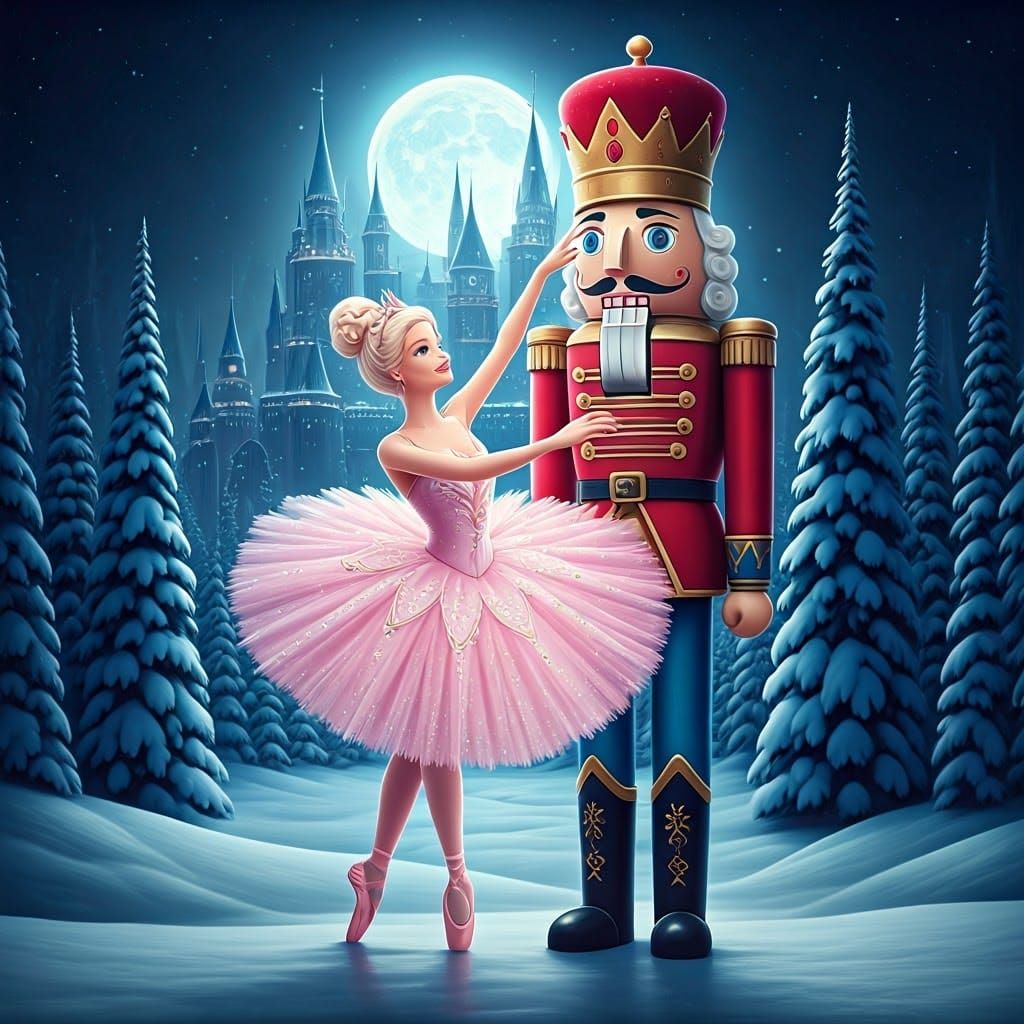 Magical Christmas Ballerina Barbie and Nutcracker Soldier Ki...