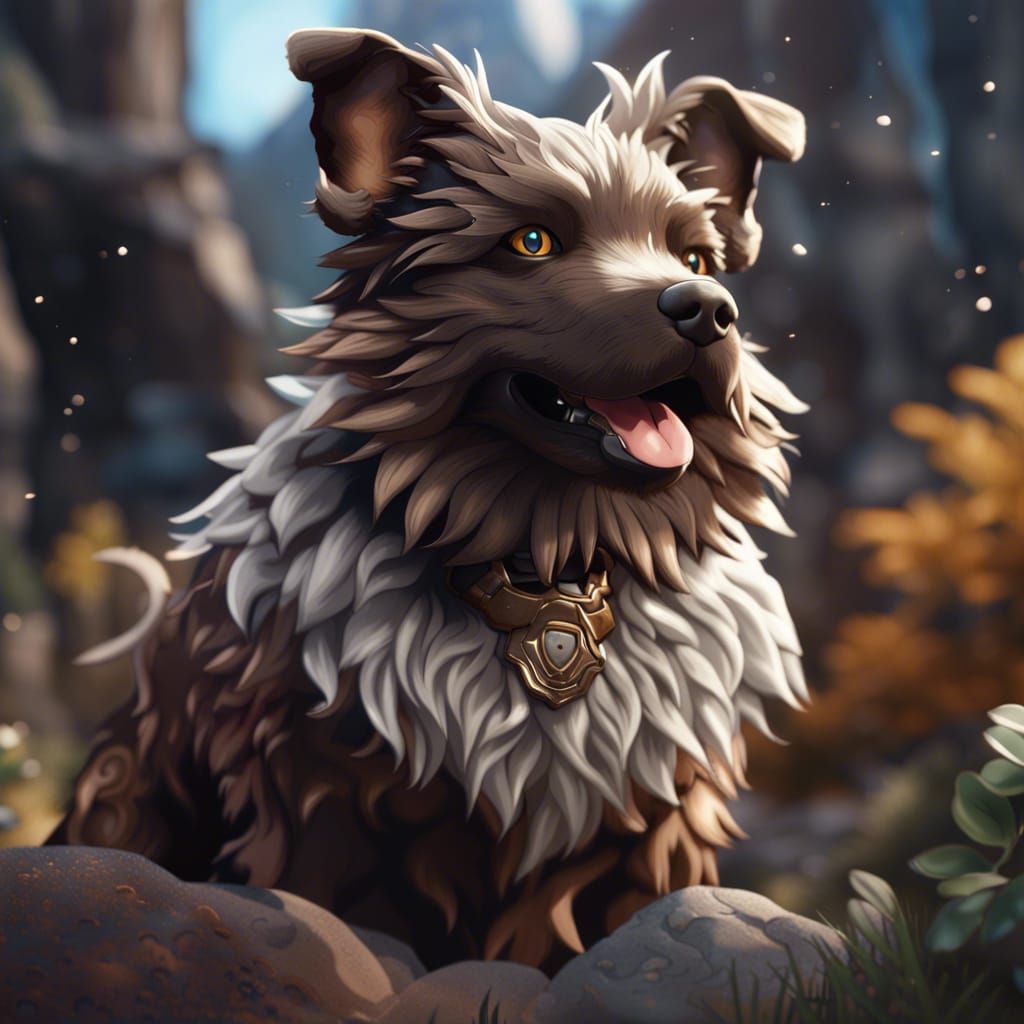 Detailed Painting of Rockruff Pokemon