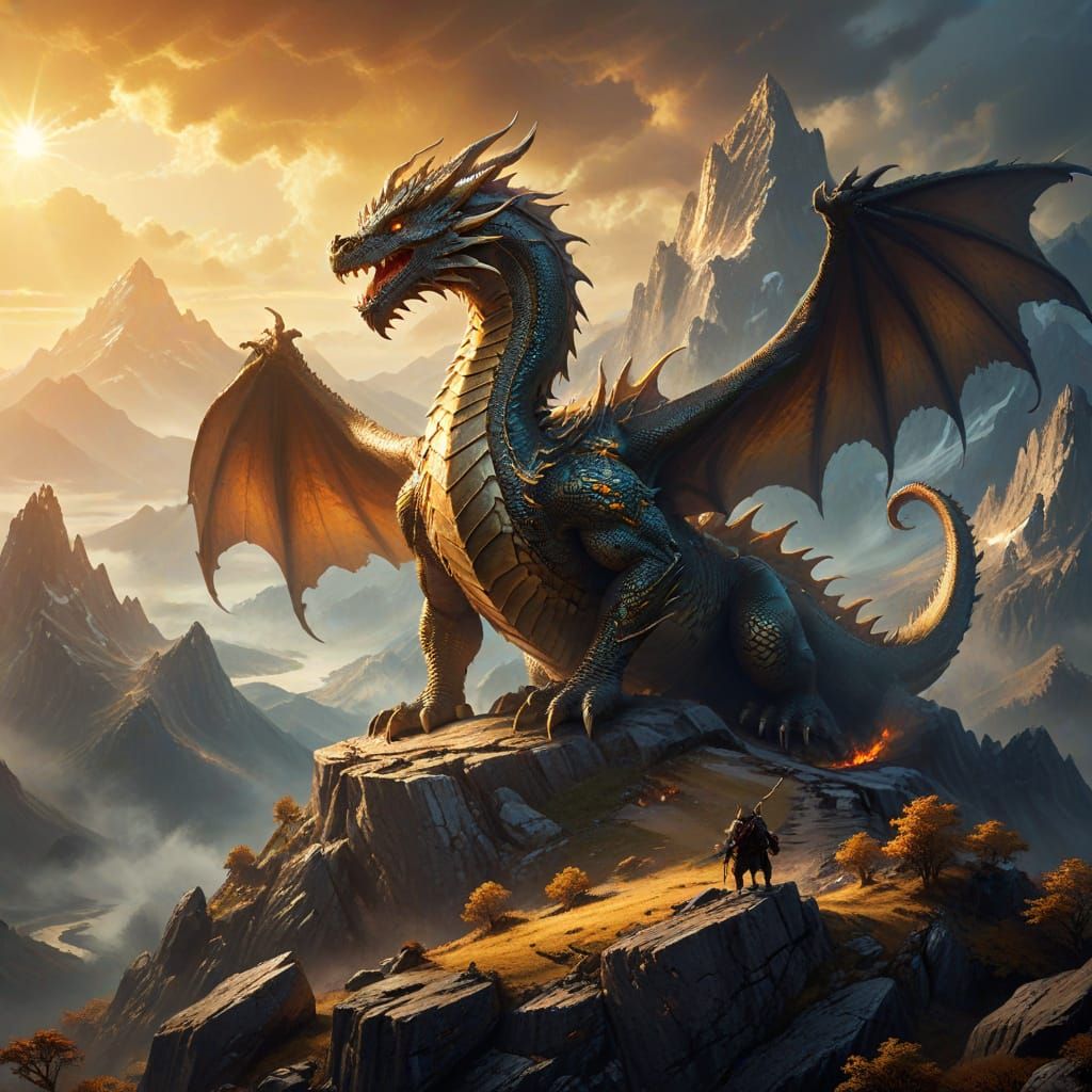 Dragon on Misty Mountain: Fantasy Concept Art