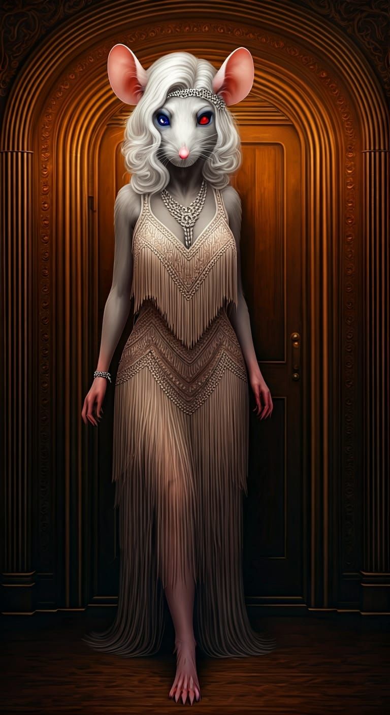 Rat-Woman Flapper at Secret Speakeasy Entrance