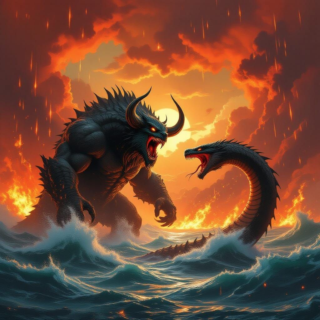 Hellish Sea Battle: Behemoth vs Leviathan vs Rabah