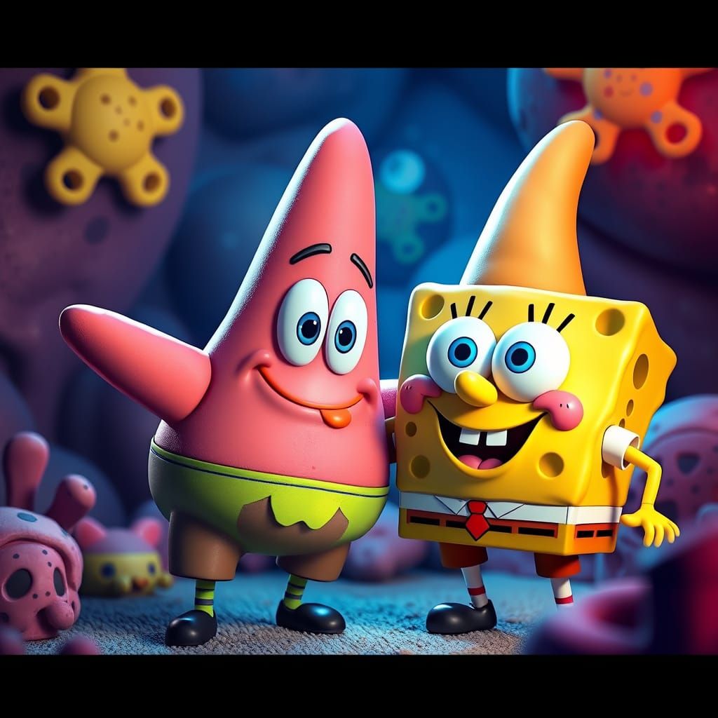 SpongeBob and Patrick in Semi-Realistic 3D Art