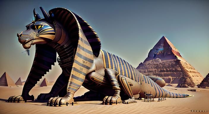 Great Sphinx Being Built: Fantastical Concept Art