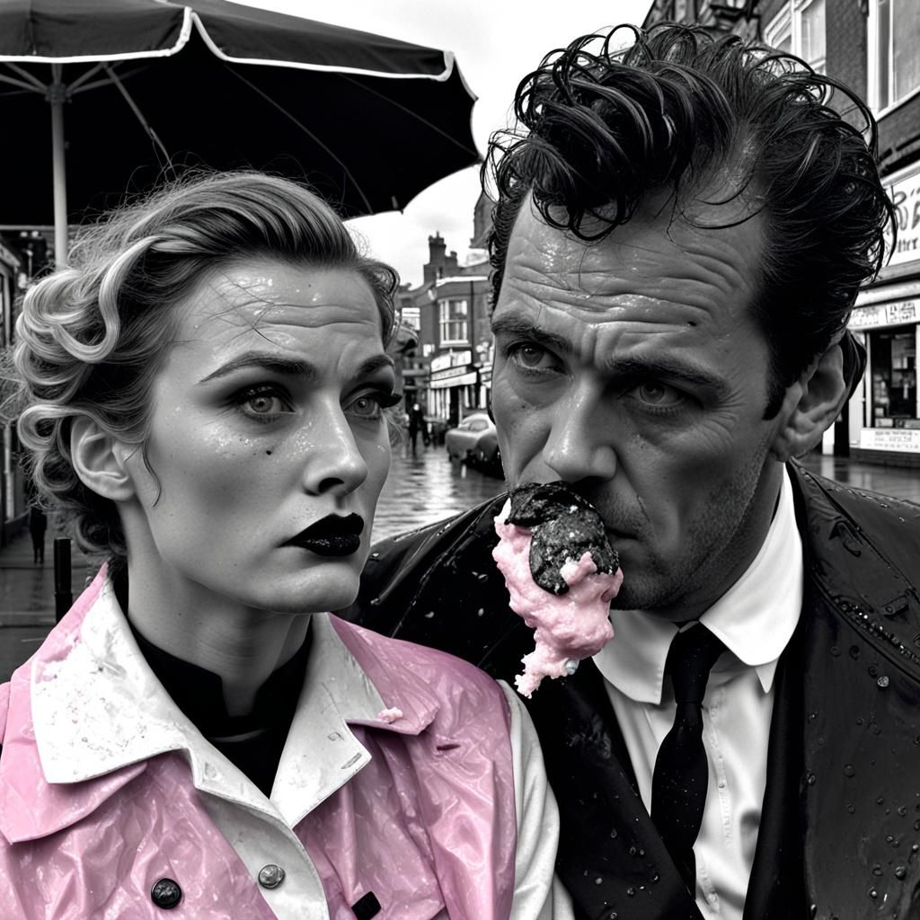 Film Noir Detective in Blackpool with Hamburger