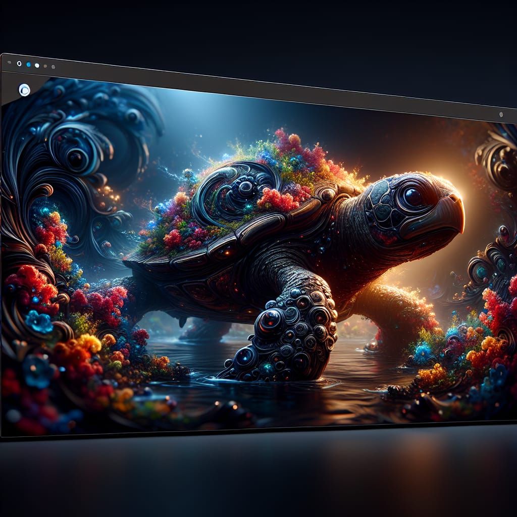 Fantastical Turtle in Detailed Matte Painting Style