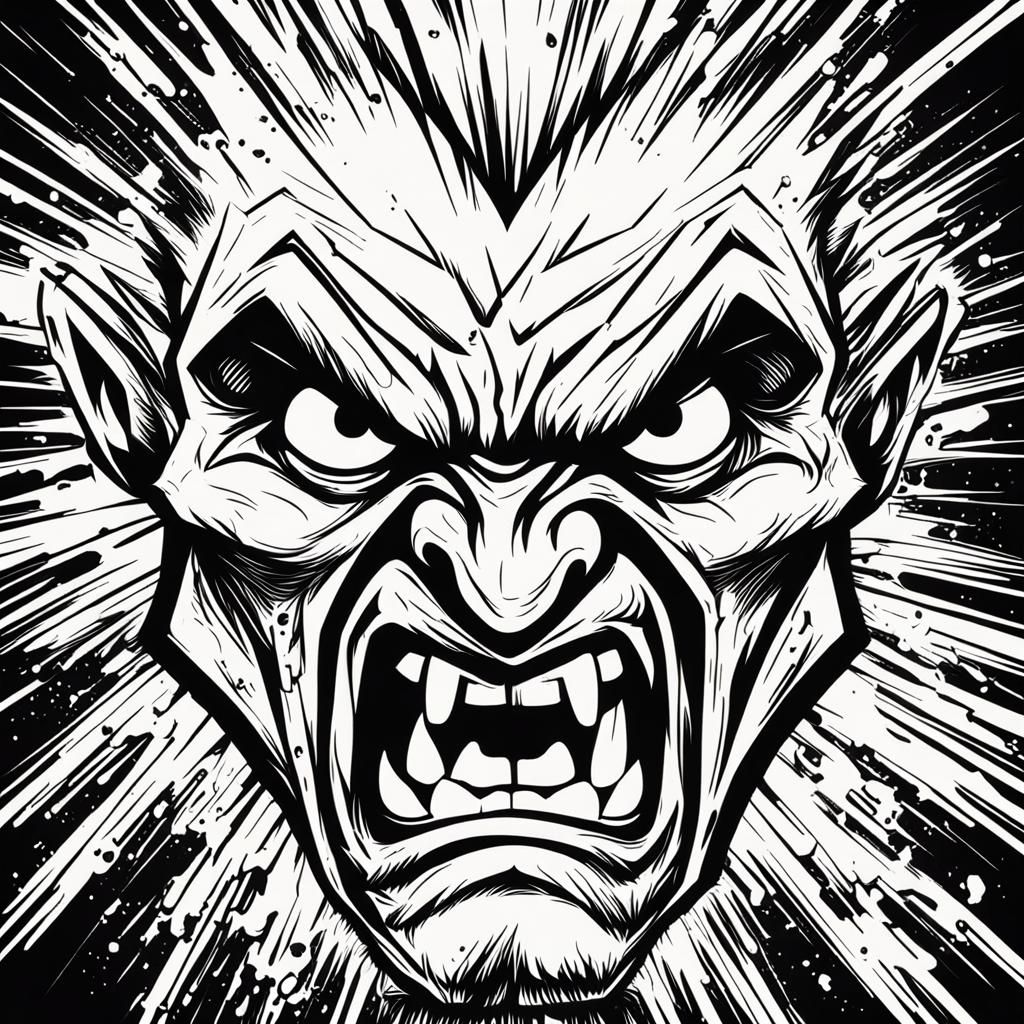 Visceral Red Face Conveying Extreme Anger