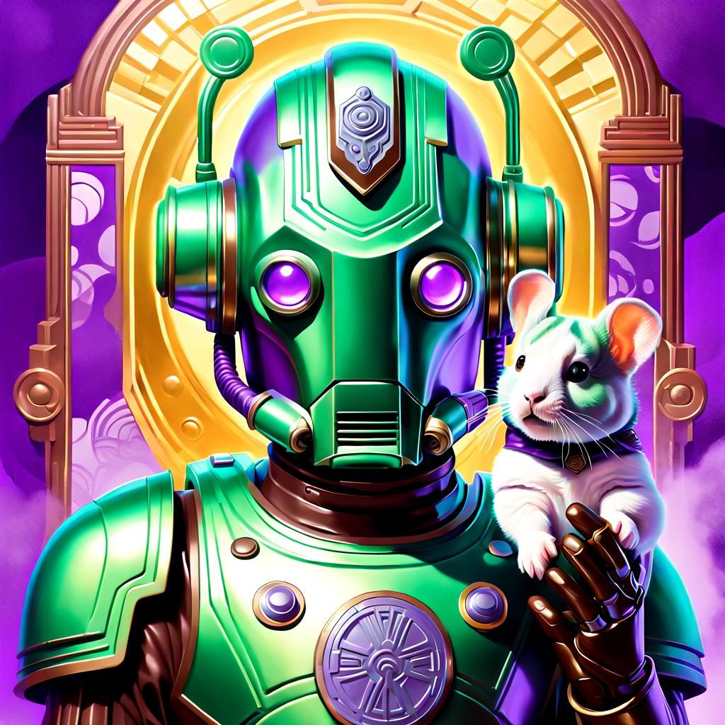 Art Deco Cyberman Portrait with Hamster