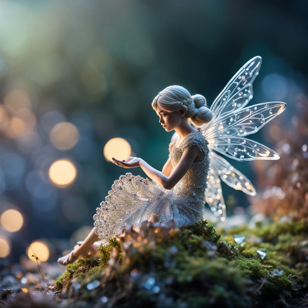 Intricately Detailed Crystal Fairy in Realistic Style