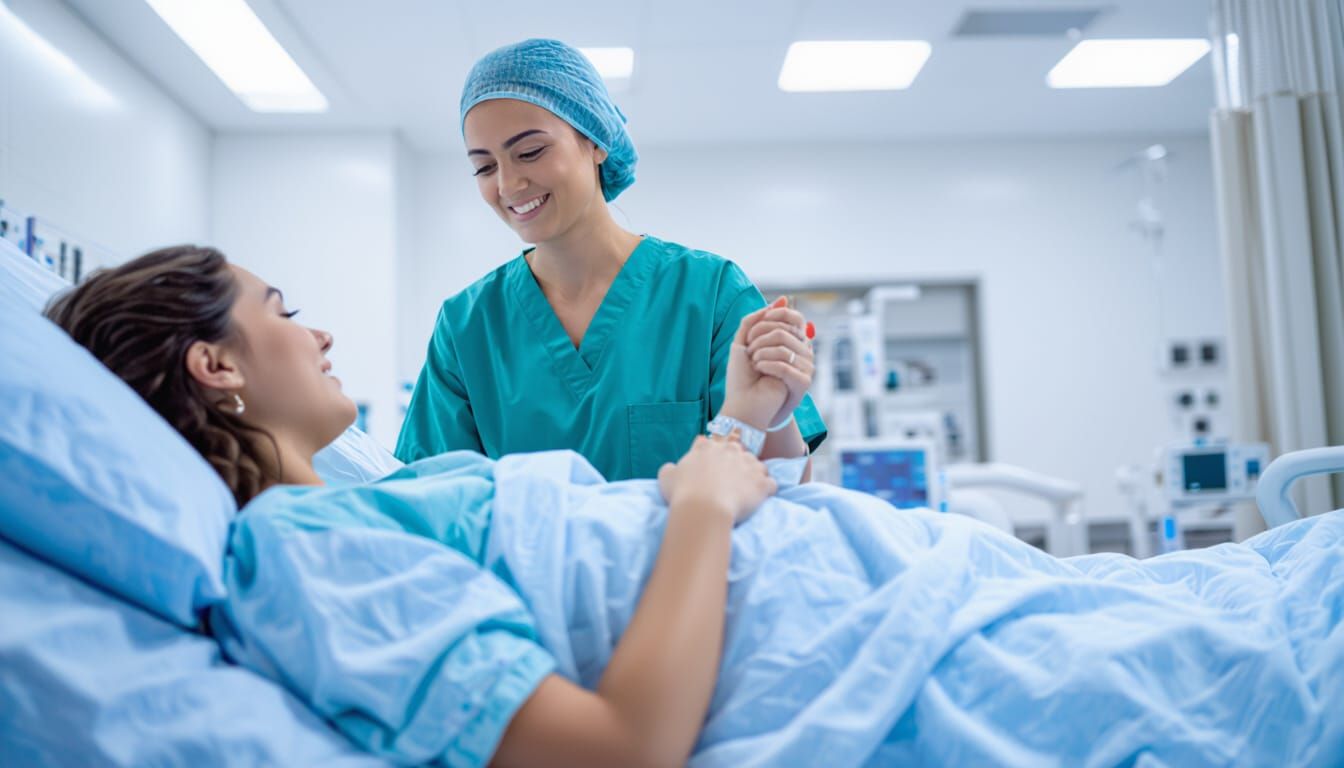 Pregnant Girl in Hospital, Emotive Portrait