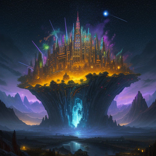 Lego Brick Giant in a Starry Lego Cereal Landscape