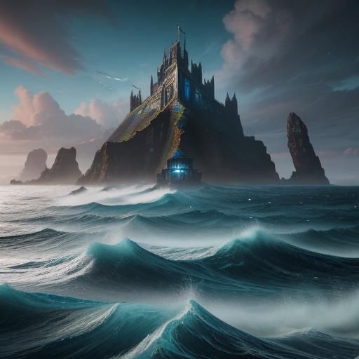 Fantastical Ocean Scene in Detailed Matte Painting