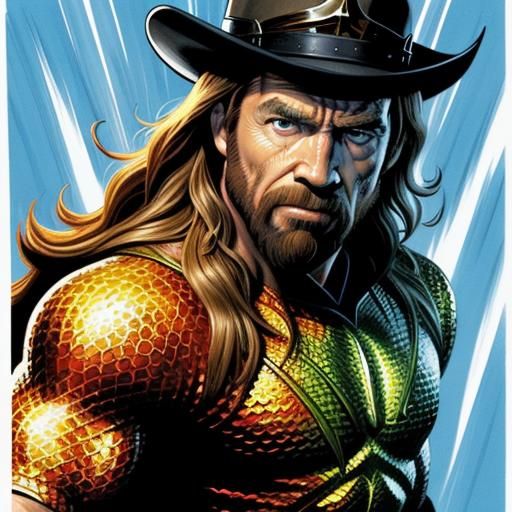 Chuck Norris as Aquaman in Comic Book Style