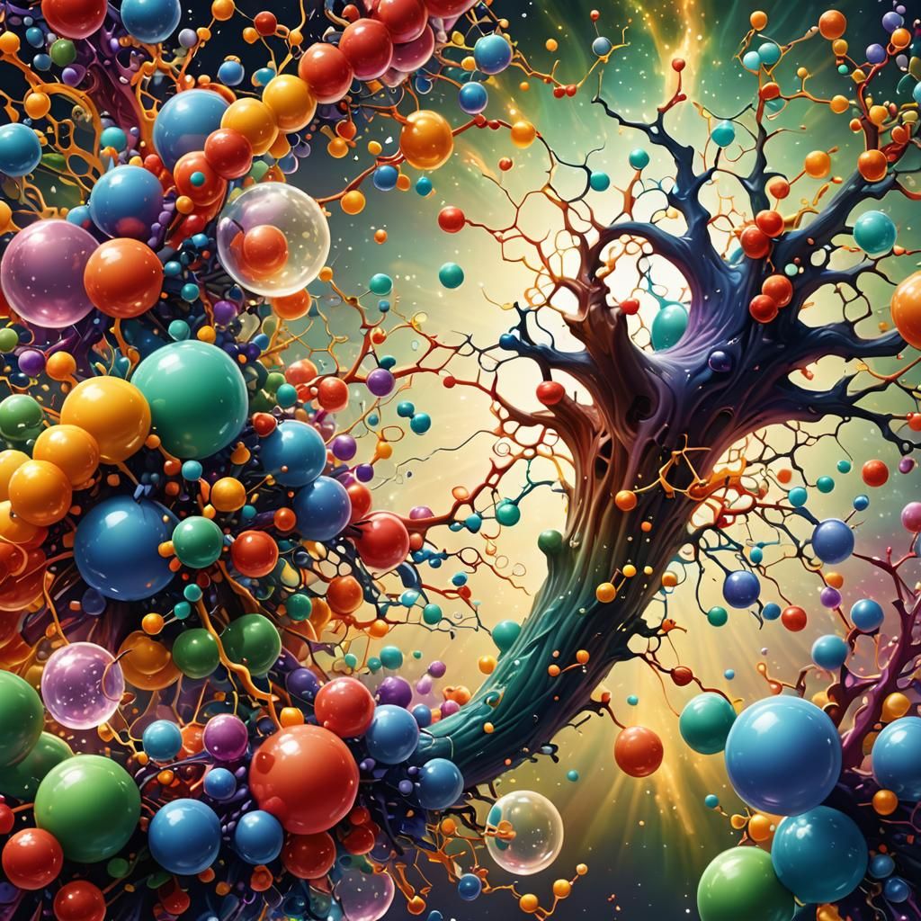 Abstract Molecular Structures in Vibrant Colors