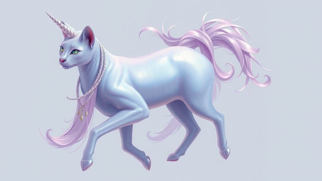 Enchanted Lavender Unicorn Cat with Slender Legs