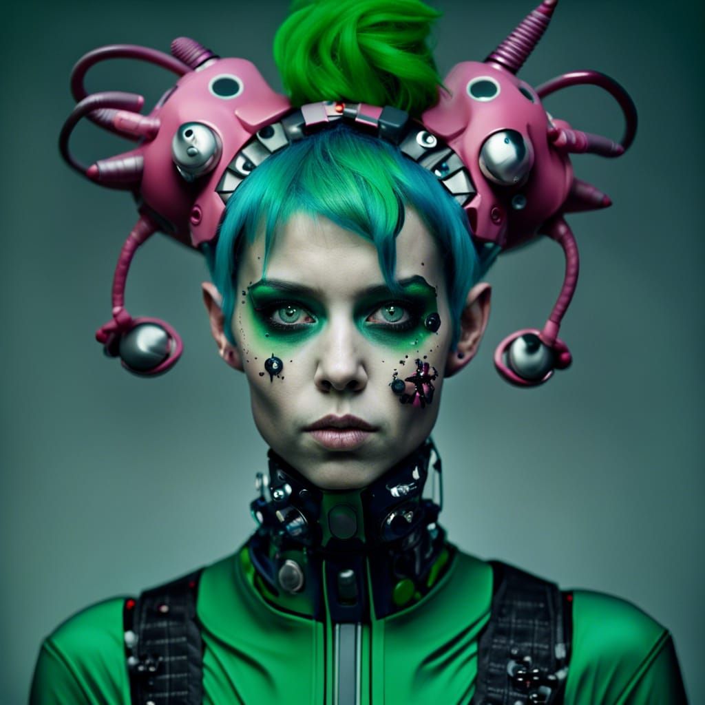 Space Ghoul Emo Cyborg Girl Portrait