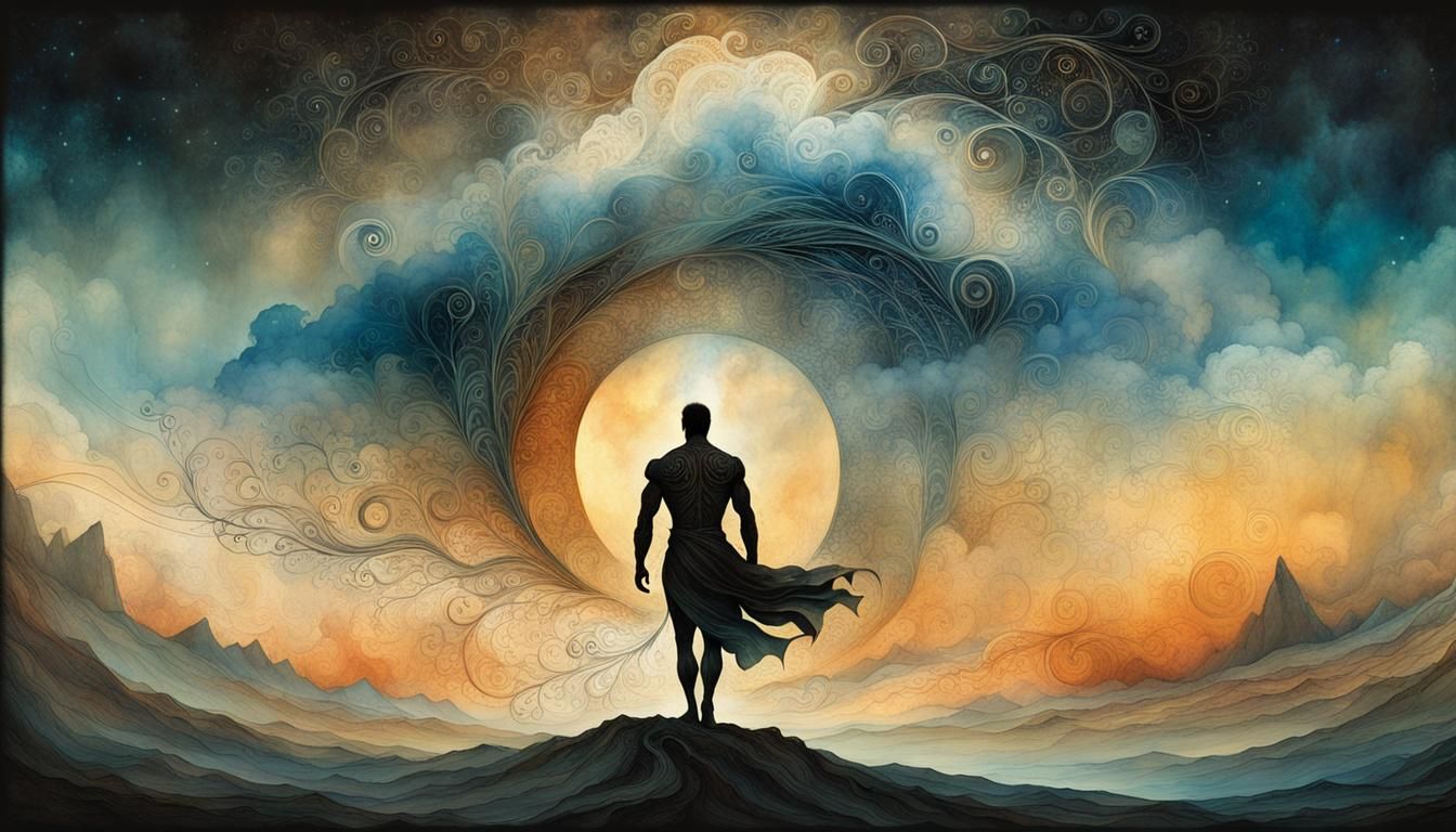 Air Elemental Man in Ethereal Art Style