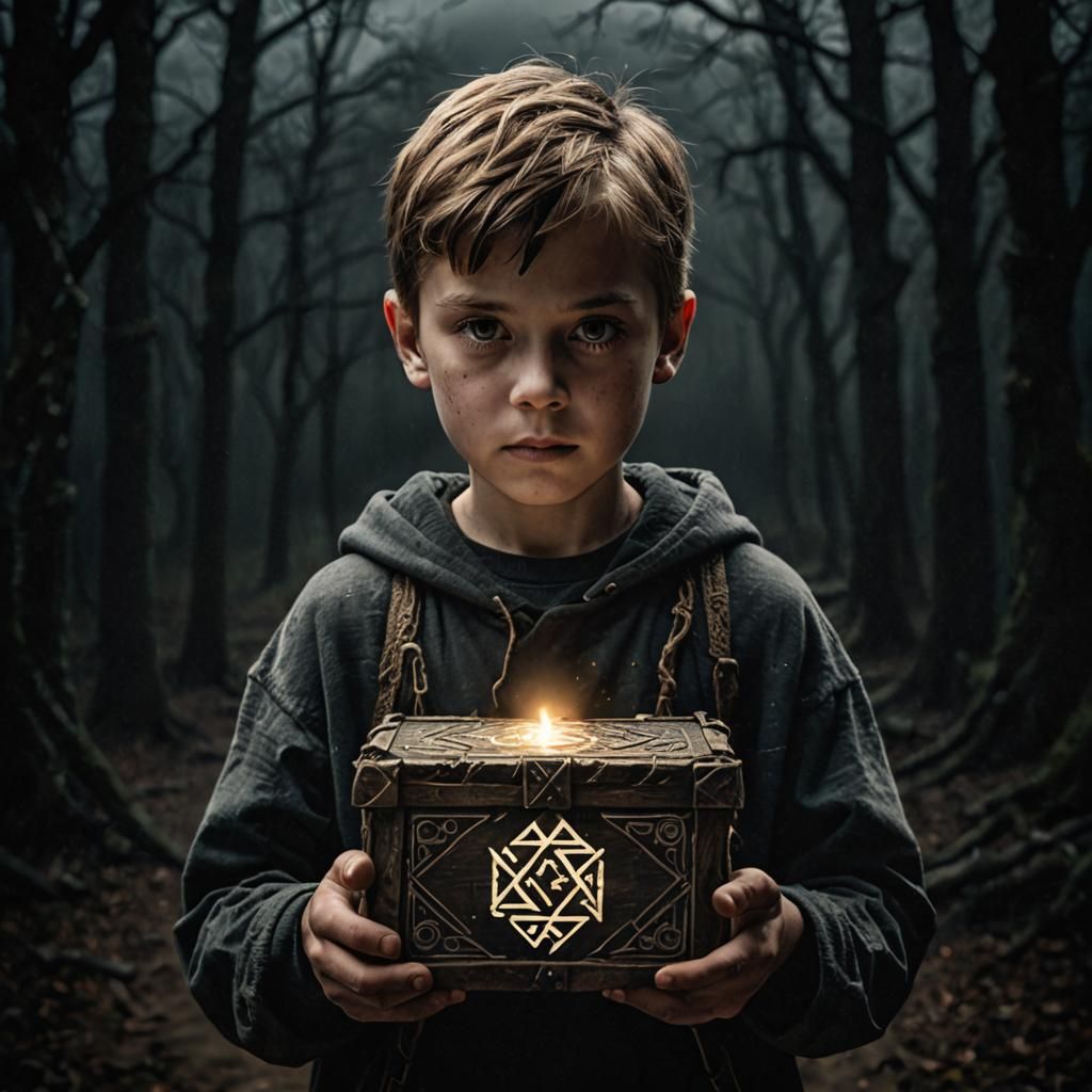Cursed Runic Box Held by Young Boy