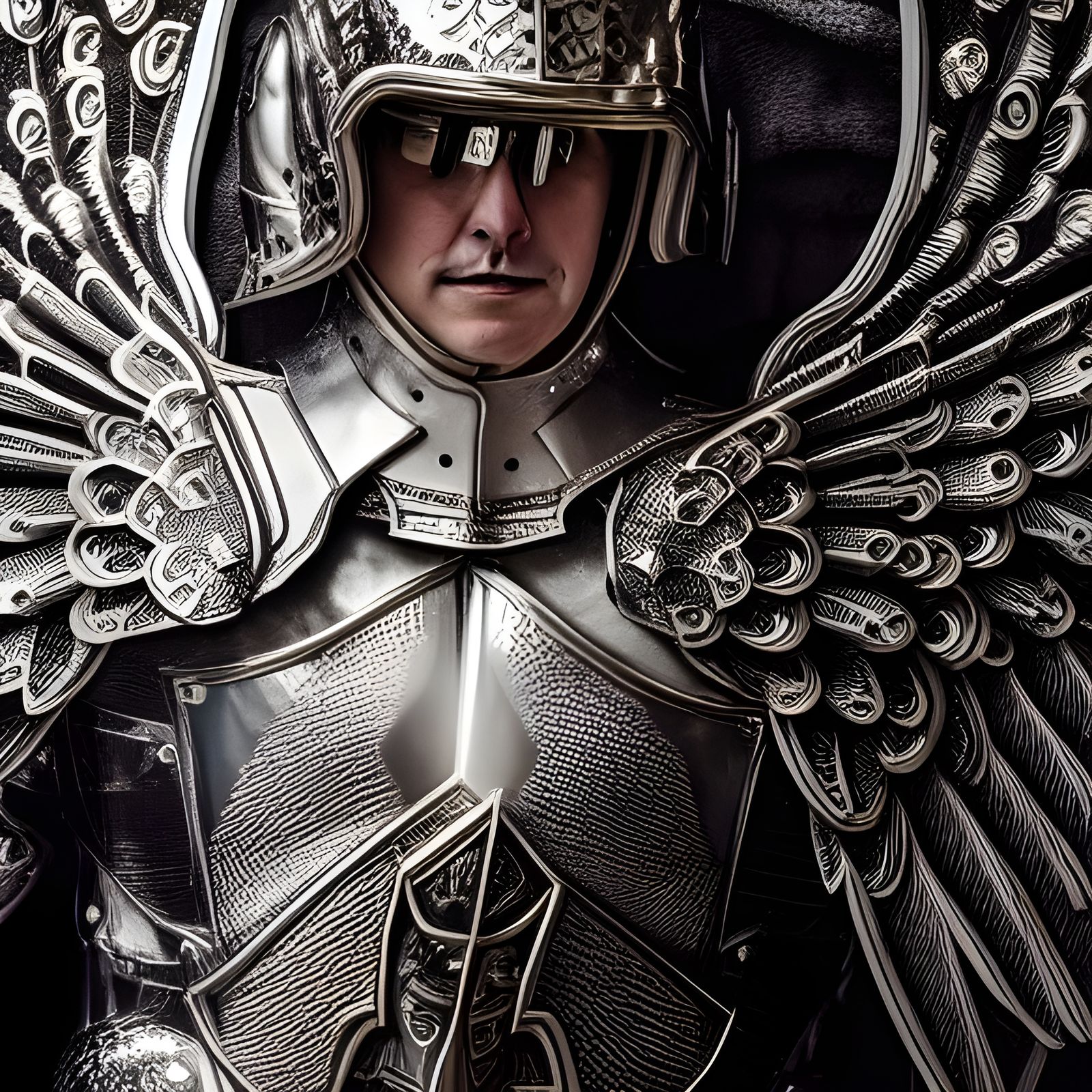 Eagle Knight in Silver Armor with Wings