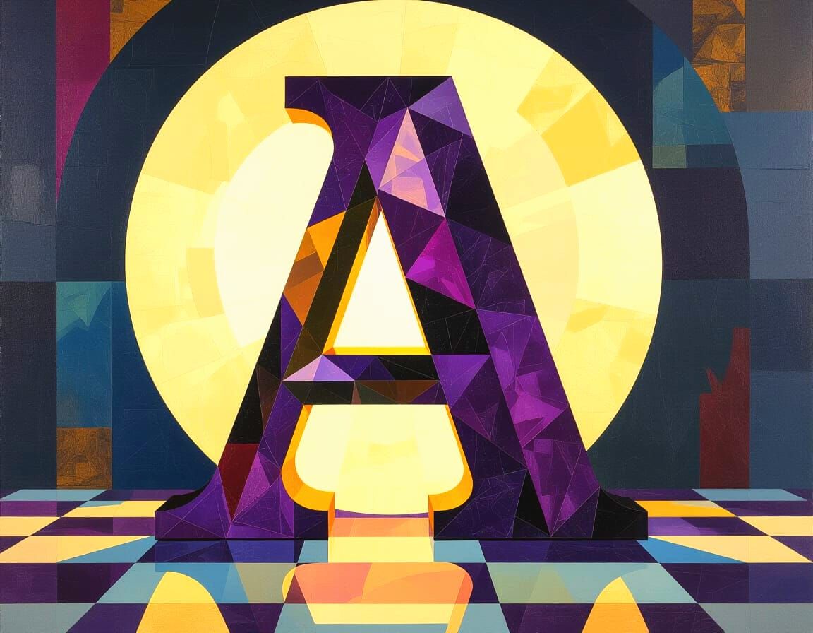 Amethyst Letter A in Triadic Colors