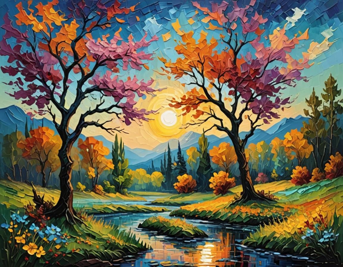 Enchanted Impasto Fantasy Landscape