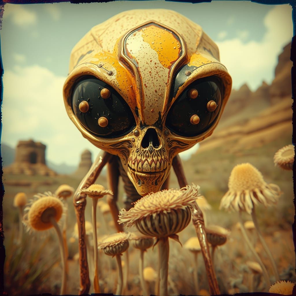 Alien Invasion: Embossed Digital Art With Pyrite Dust