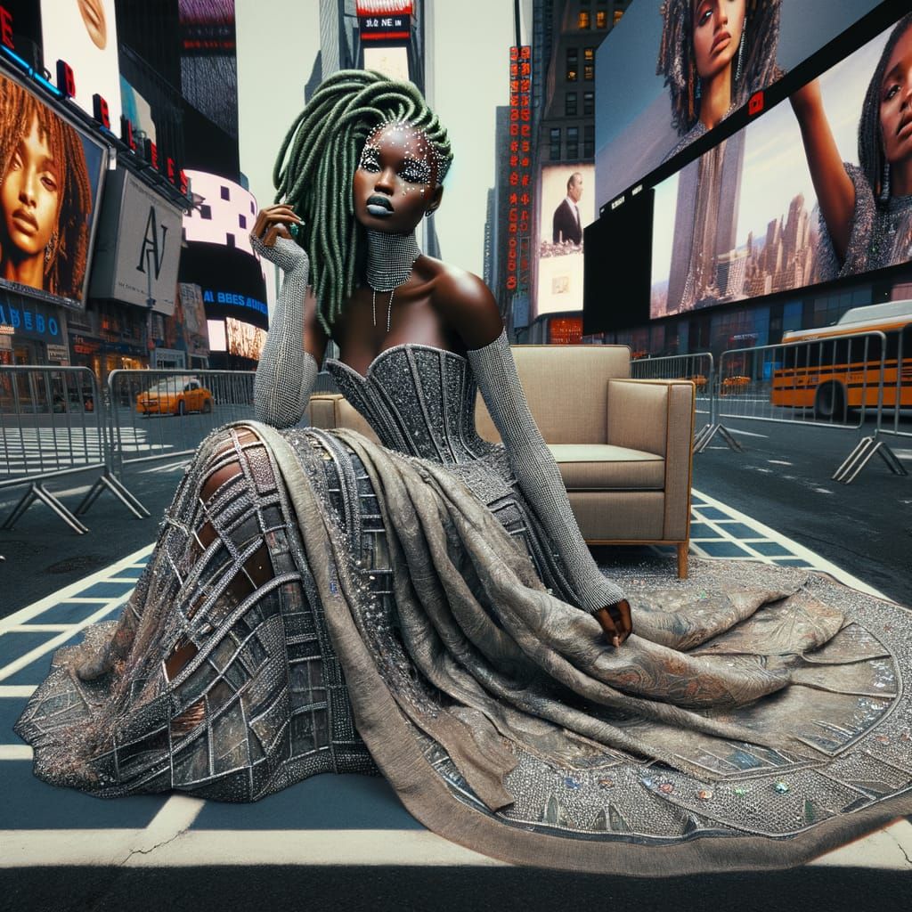 Afro-Caribbean Model in Diamond Gown, Film Noir Billboard