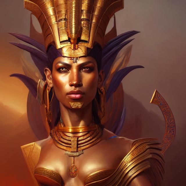 Fierce Amun Ra Portrait in Hyperdetailed Style