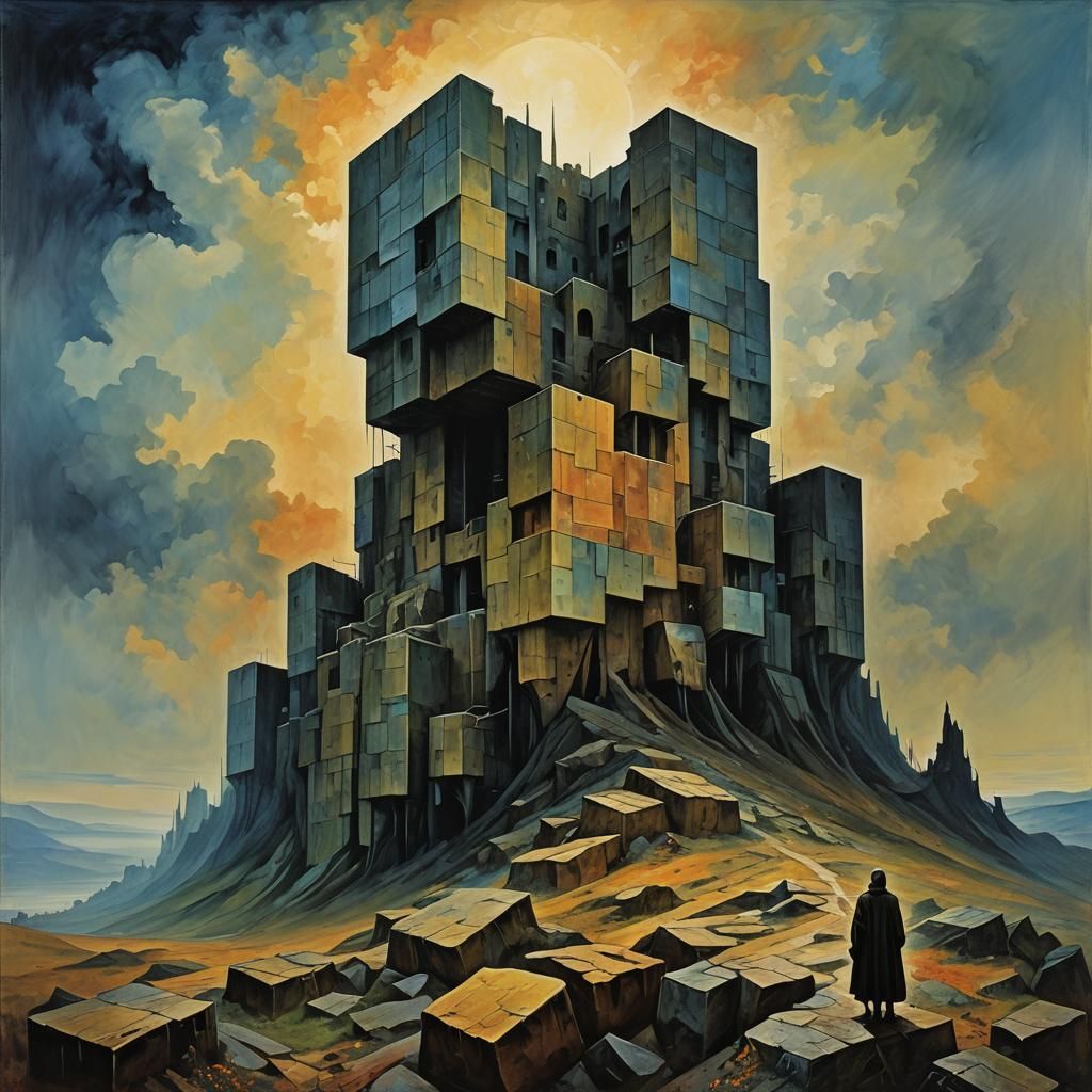 Epic Cubist Minimalist Storybook Illustration