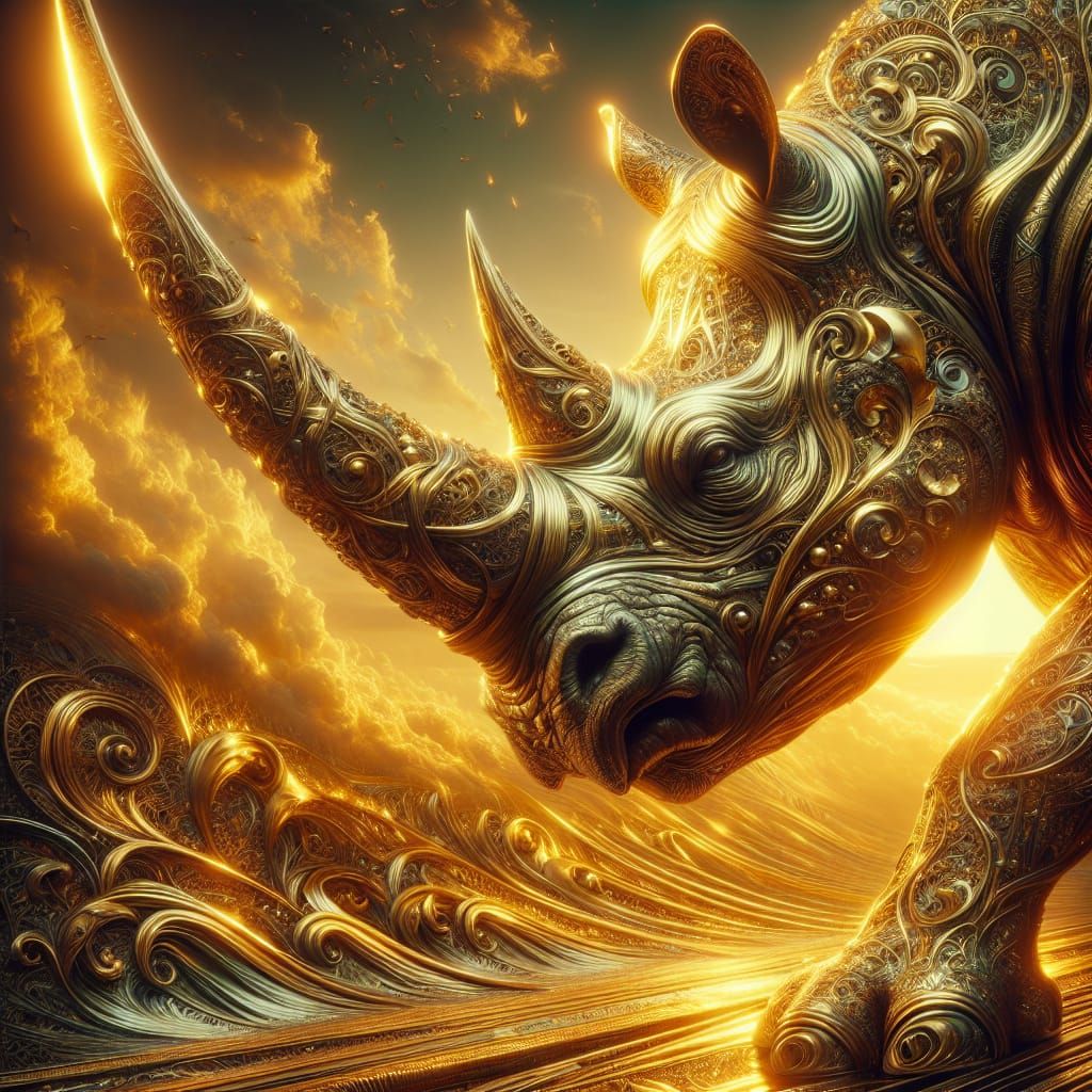 Rhino in Gold