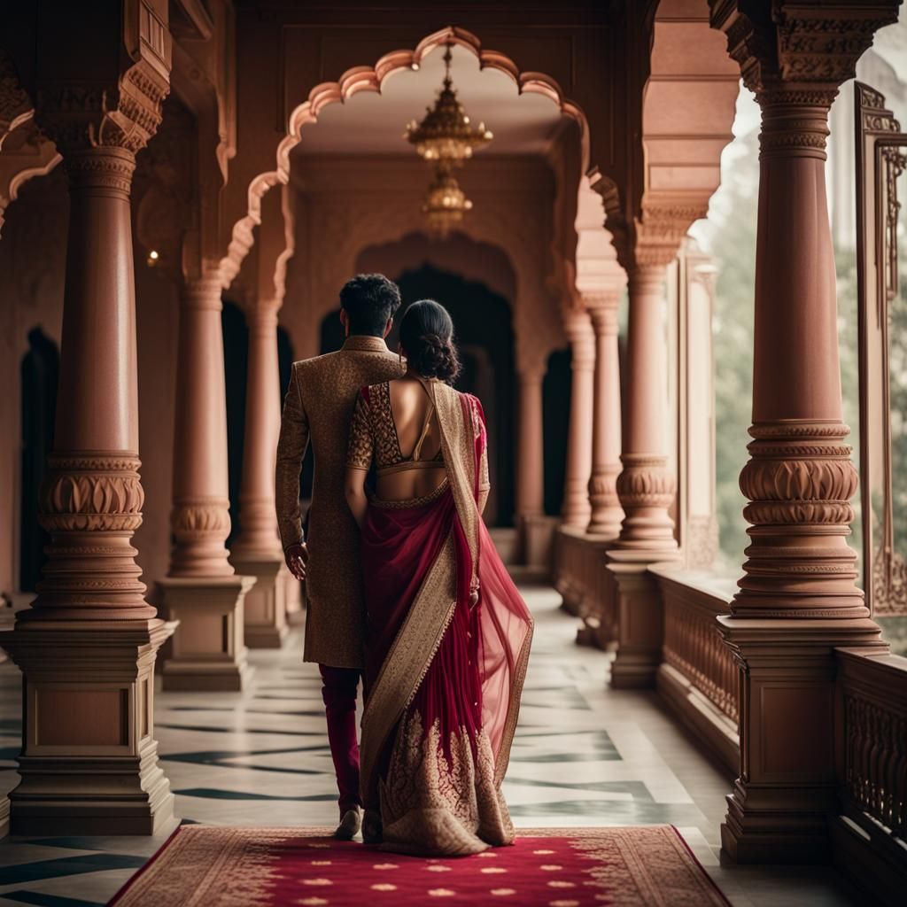 Indian Woman in Saree: Cinematic Palace Portrait