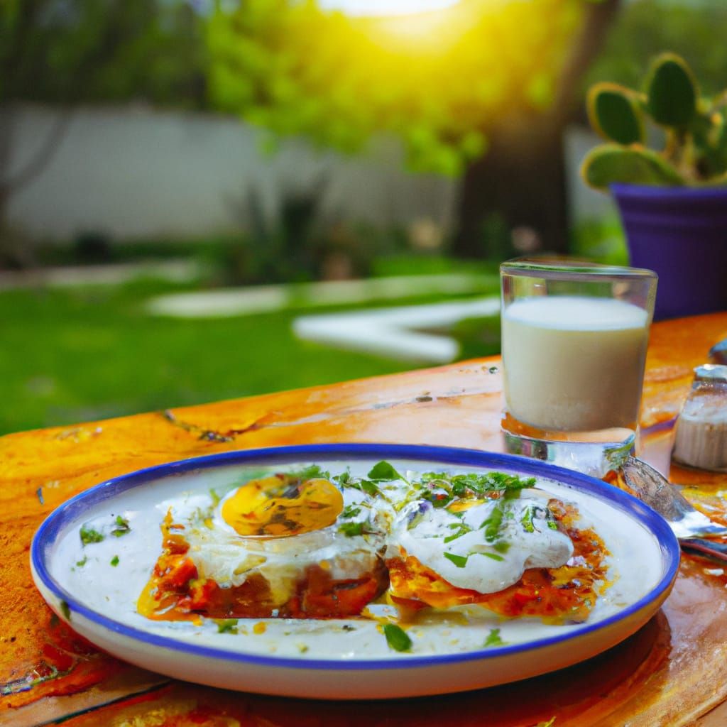 Huevos Motuleños Breakfast in Golden Hour