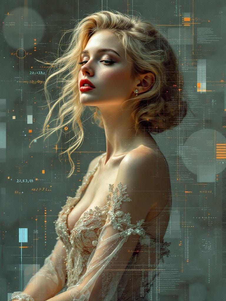 Glitch Art Pin-Up in Ryoji Ikeda Style