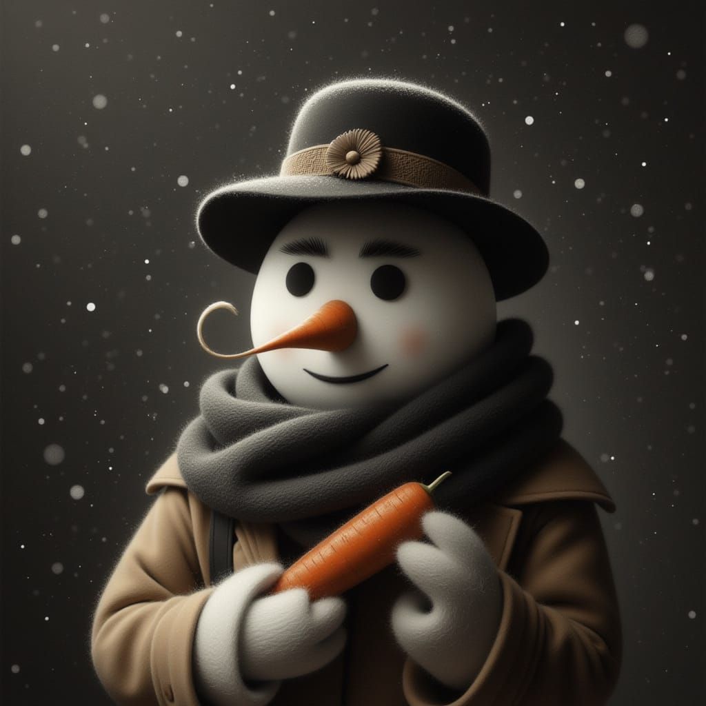 Mysterious Winter Detective in Trenchcoat