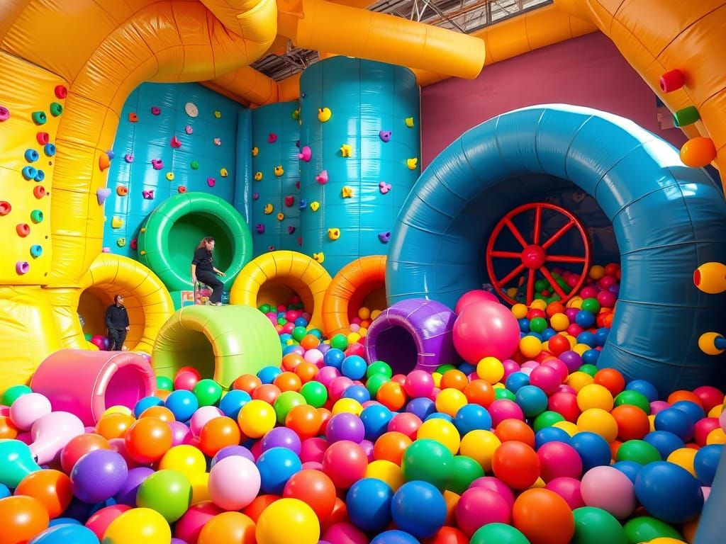 Vibrant Adult Playground with Oversized Inflatable Tubes and...