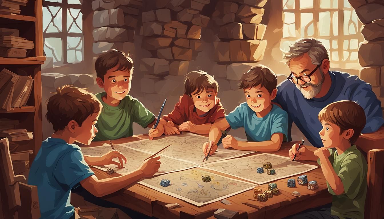 Kids' D&D Game with Dad as Dungeon Master