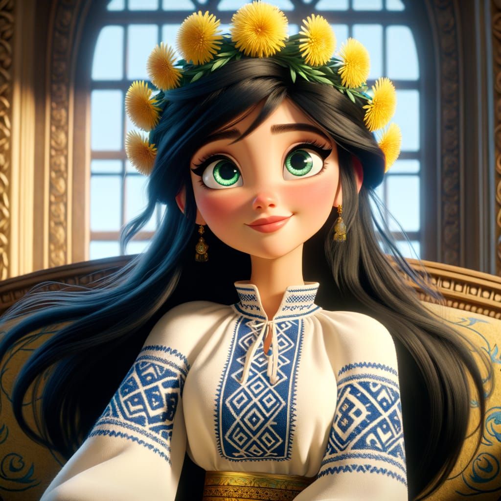 Charming South Asian Princess in Classic Animation Style